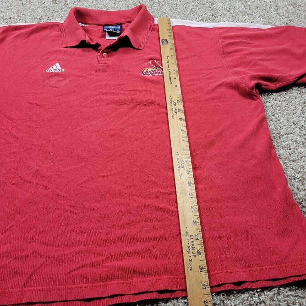 Vintage Adidas St. Louis Cardinals Polo Shirt Mens 2XL Red Short Sleeve Flaws* - Picture 7 of 9